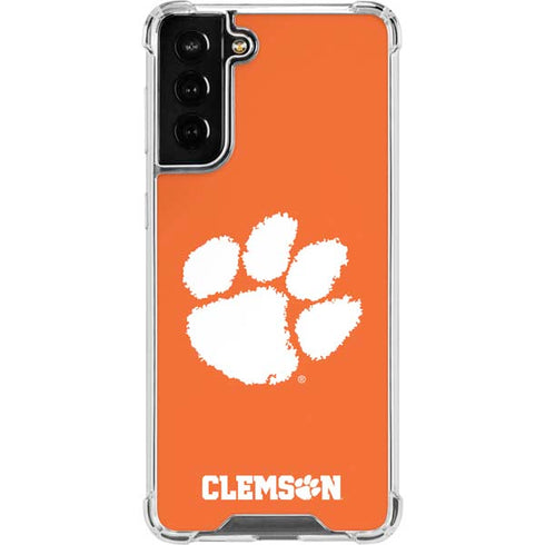 Clemson University Tiger Print Galaxy S21 FE Clear Case